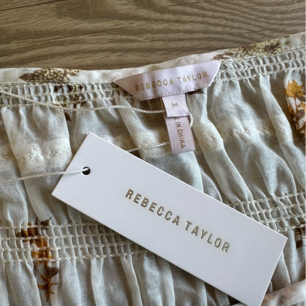 NWT Rebecca Taylor Marigold Fleur Ines Smocked Blouse Size Small women’s top - Picture 10 of 14